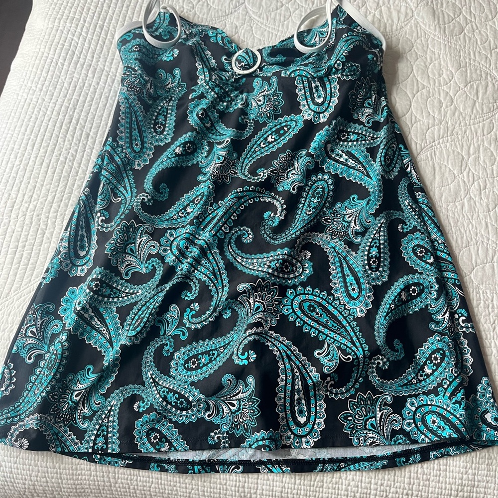 Nautica Black and Teal Paisley Dress